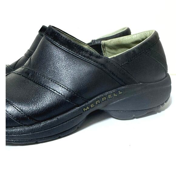 Merrell Women’s Primo Patch Black Leather Slip On Clogs Shoes Size 7.5 - Picture 4 of 12